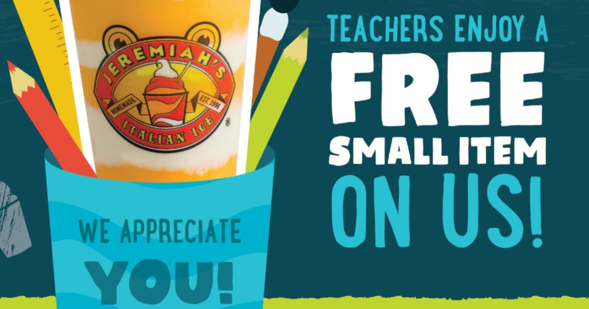 Free Small Menu Item at Jeremiah's Italian Ice for Educators